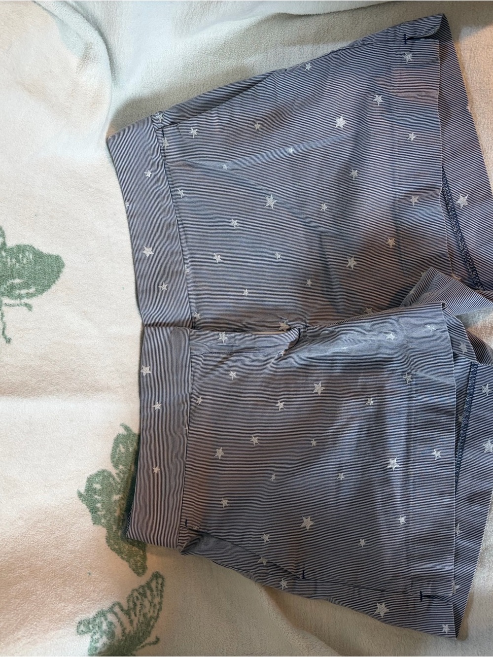 LOFT Navy and White Striped Shorts